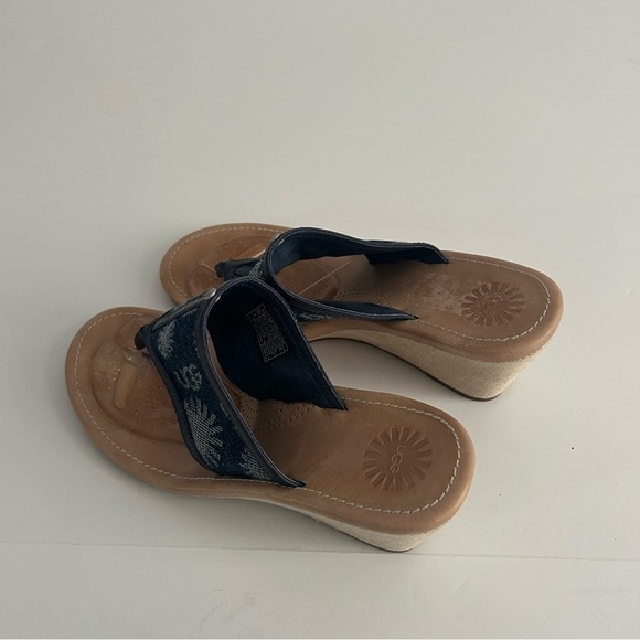 UGG Solera Denim Logo Wedge Sandals | Size 8 - Picture 6 of 8